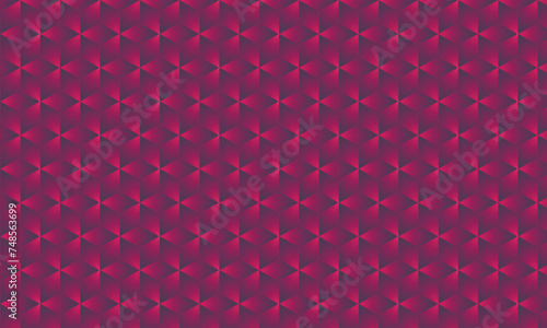 3D realistic pink and purple gradient pattern. Modern cube texture. seamless pattern Background. Repeating tiles. Triangular volumetric elements of different random size. 3D illustration. EPS 10