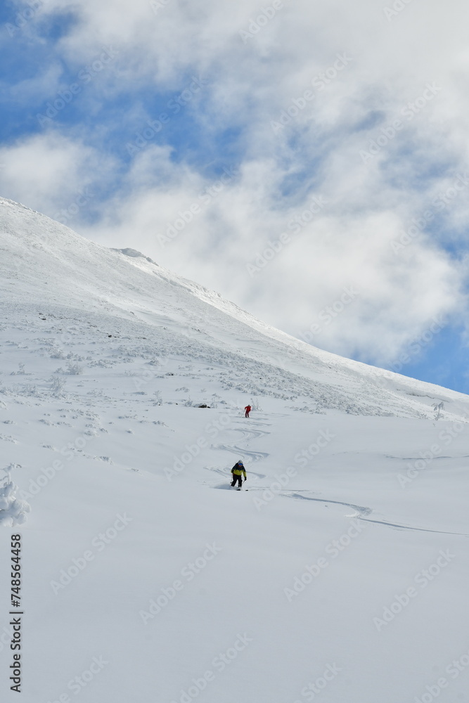 Skiing Mt. Biei Fuji Hokkaido Japan Blue Sky