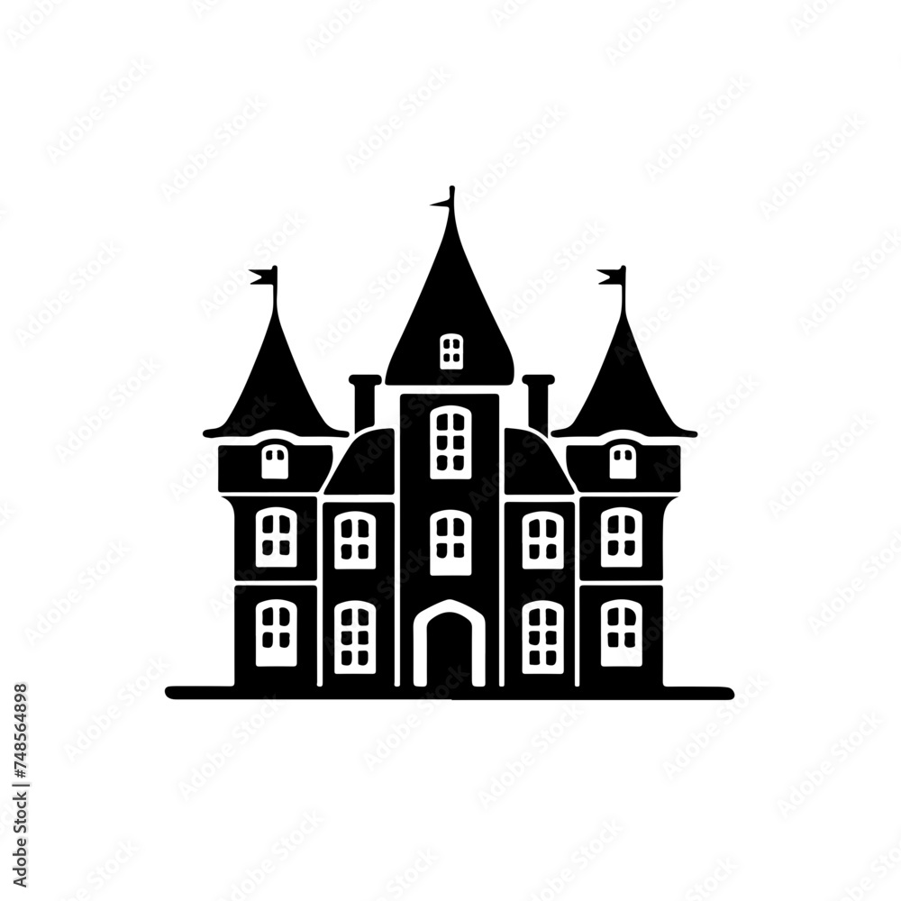 French Chateau Home Vector Logo