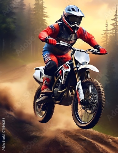 Extreme sport background bike downhill cross moto motorbike Generative AI