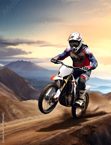 Extreme sport background bike downhill cross moto motorbike Generative AI