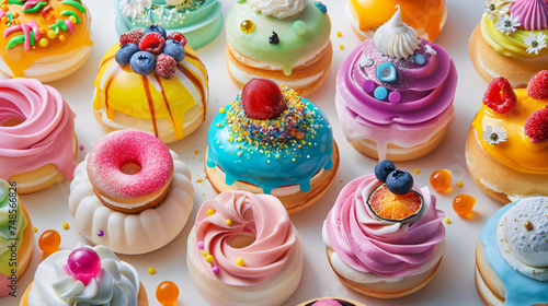 Colorful doughnut dessert cake gourmet
