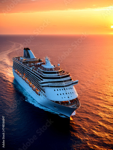 Cruise ship at sunset