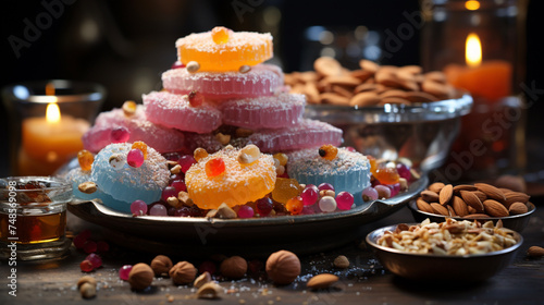 Aksha bandhan background with sweets photo