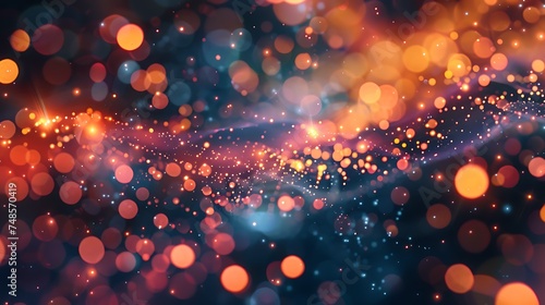 Abstract glowing orange and blue lights. Futuristic glittering background.