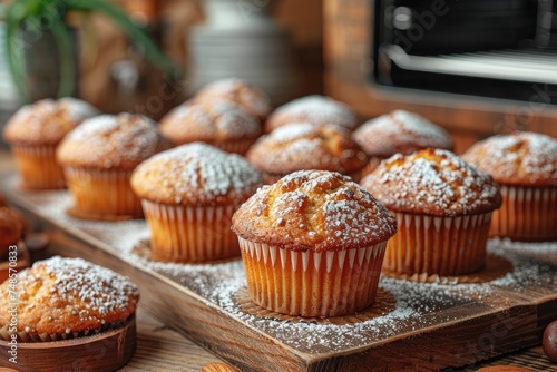 fresh muffin is served at the kitchen table professional advertising food photography