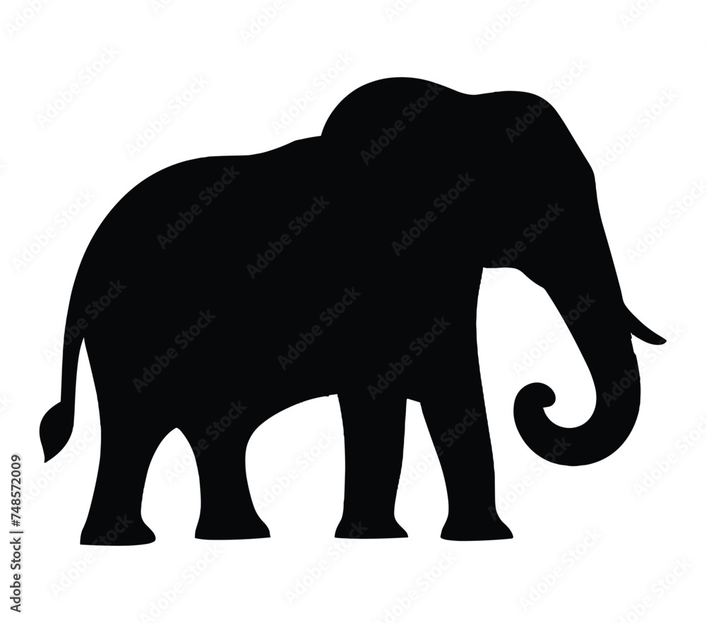 Vector, isolated silhouette of African Elephant.