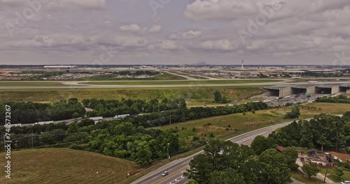 Atlanta Georgia Aerial v943 drone flyover College Park and Hapeville capturing interstate highway, road traffics and South Cargo site at ATL Hartsfield airport - Shot with Mavic 3 Pro Cine - May 2023 photo