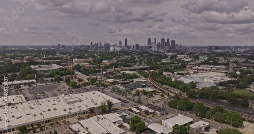 Atlanta Georgia Aerial v931 drone flyover West End and Adair Park towards Castleberry Hill capturing freeway traffics and downtown cityscape on the skyline - Shot with Mavic 3 Pro Cine - May 2023 photo