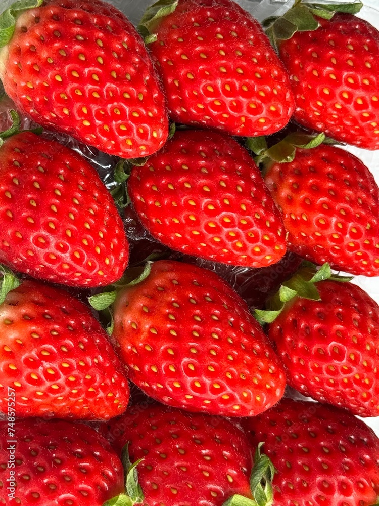 Close up and top view of strawberries Close up and top view of strawberries