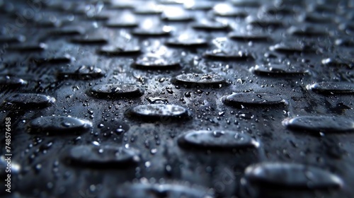 Close up of water droplets on a metal surface, suitable for backgrounds and textures