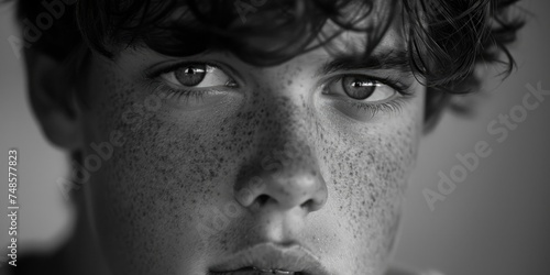 Close up of a person with freckles. Suitable for skincare or beauty concepts