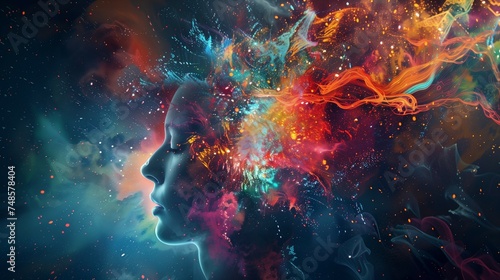 Mind map with a human head ...