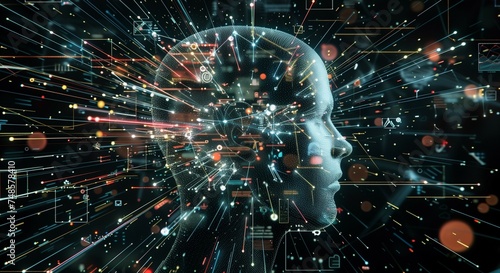 Mind map with a human head ...