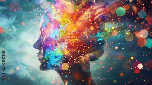 Mind map with a human head ...