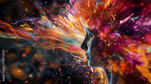 Mind map with a human head ...