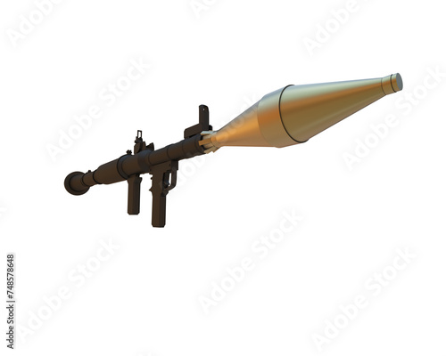 Rocket launcher isolated on background. 3d rendering - illustration photo