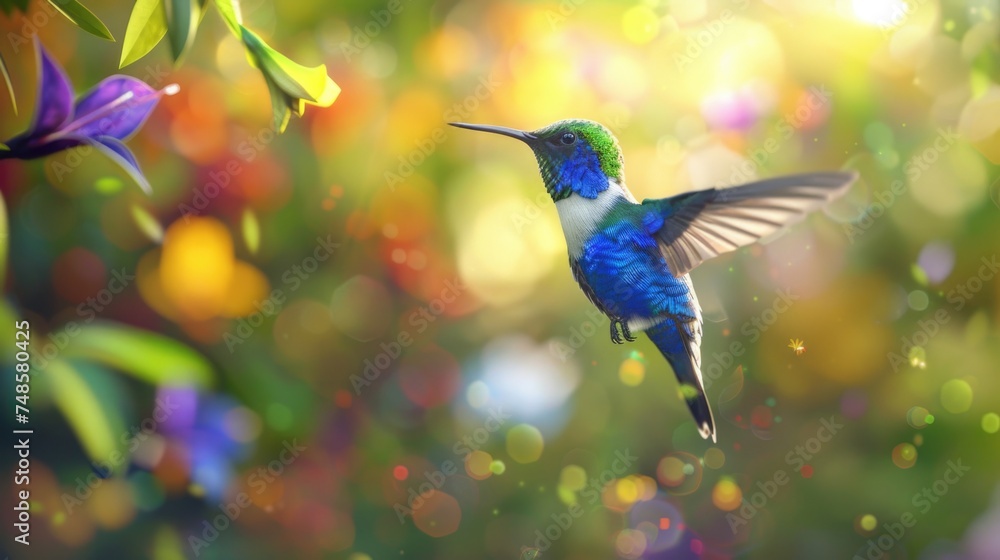 Fototapeta premium A beautiful hummingbird flying through the air. Perfect for nature and wildlife concepts