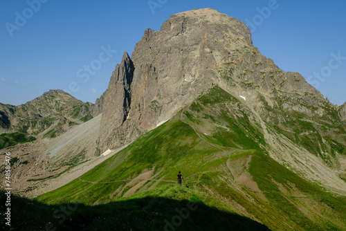 Midi d'Ossau peak, 2884 meters, from Saoubiste peak, Pyrenees National Park, Pyrenees Atlantiques, France