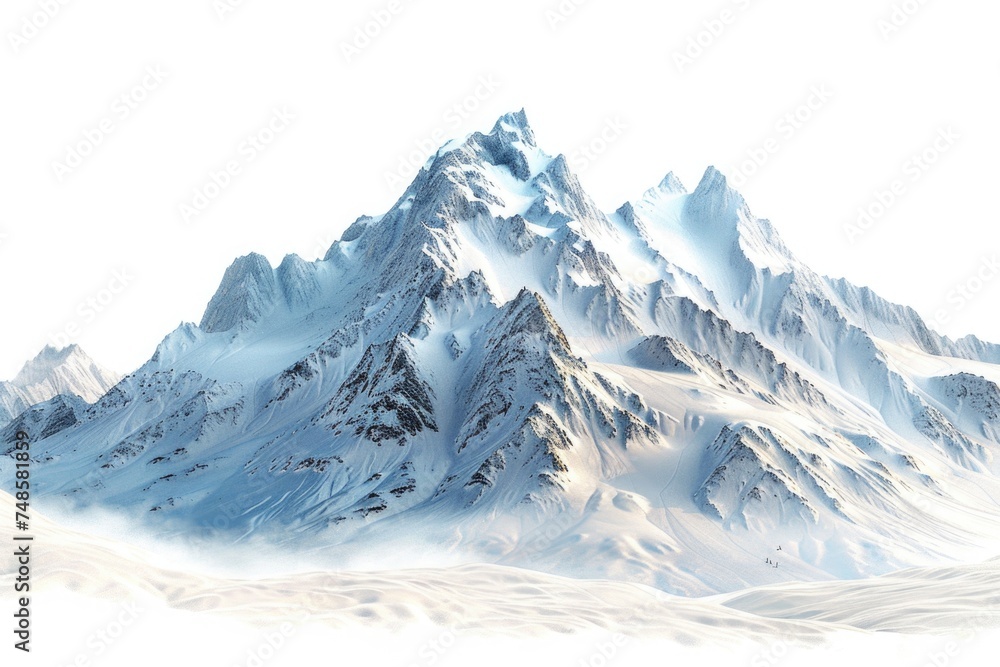 A picturesque view of a snow-covered mountain against a clear sky. Ideal for travel and nature concepts A picturesque view of a snow-covered mountain against a clear sky. Ideal for travel and nature concepts