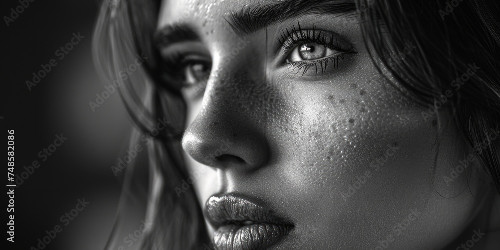 Close up of a woman with freckles, perfect for skincare ads Close up of a woman with freckles, perfect for skincare ads