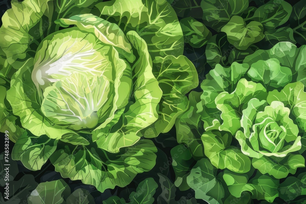 Fototapeta premium Detailed view of a cabbage plant, suitable for agriculture concepts