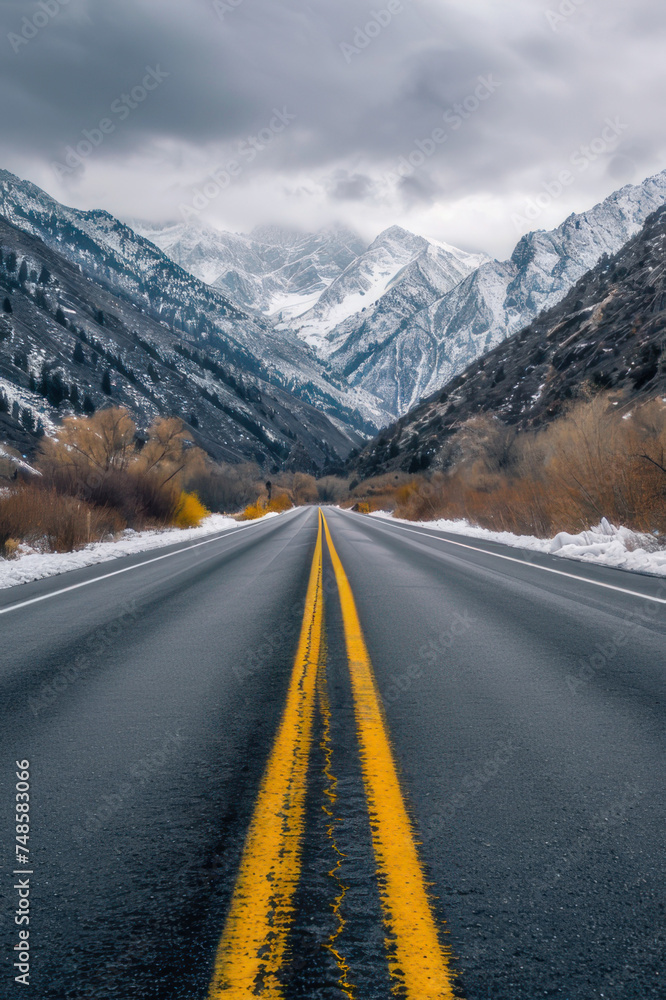Fototapeta premium road mountains in the background