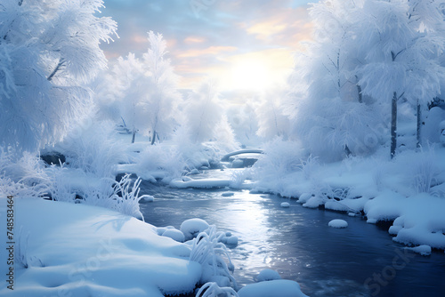 Winter Glow: Mesmerizing Snowy Scenery   Generative AI  © Lennart
