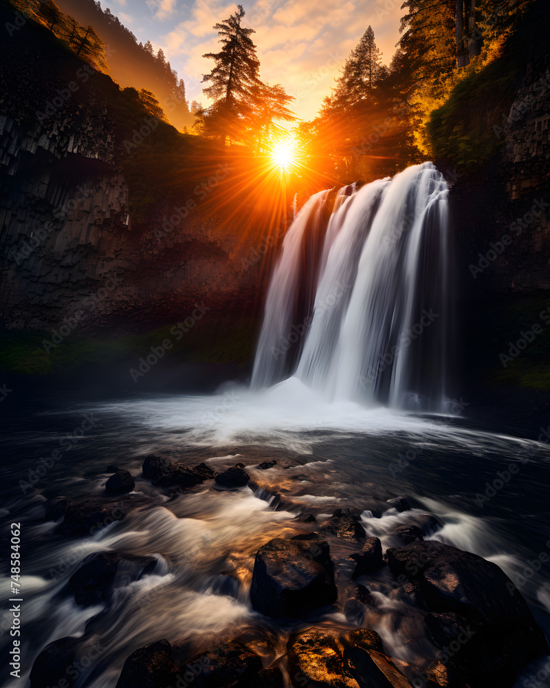Majestic Falls: Nature's Beauty | Generative AI	
