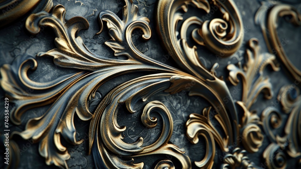 Detailed shot of decorative design on a wall, perfect for interior design projects