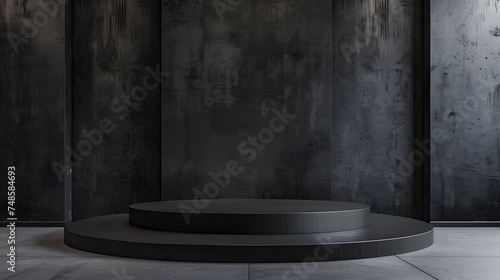 Dark and mysterious, this 3D rendering of a stage is perfect for showcasing your products or ideas.