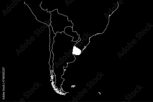 Uruguay map southamerica black background