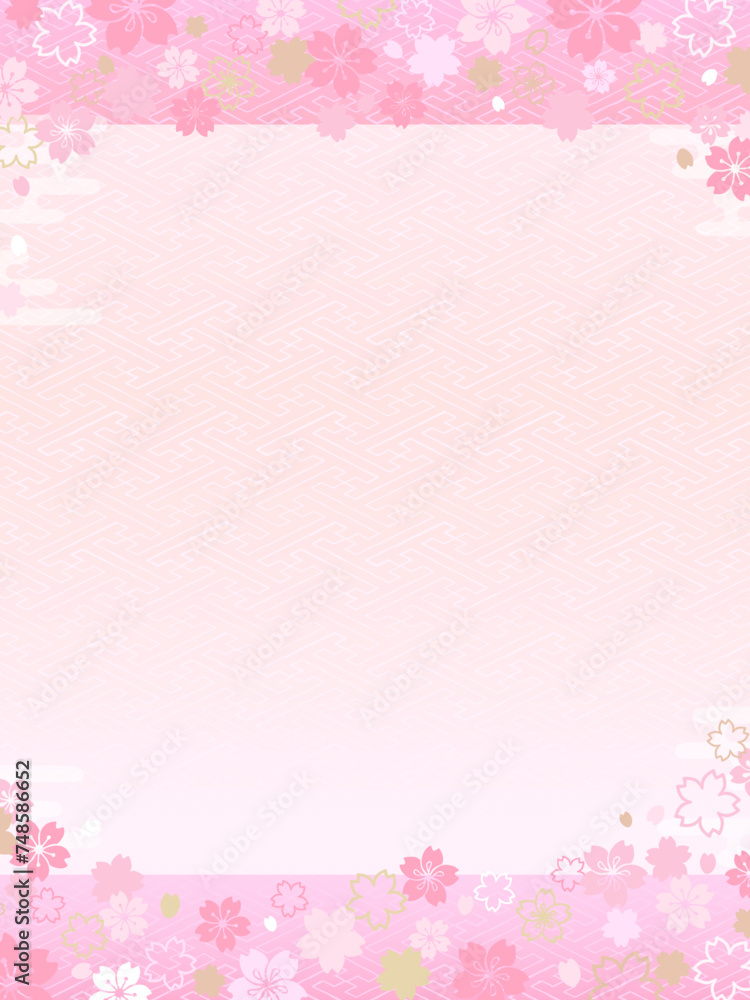 和風の桜の壁紙③ピンク縦