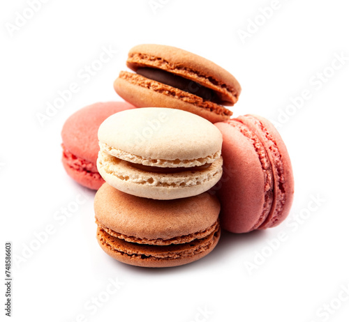 Macaroon cookies on white backgrounds