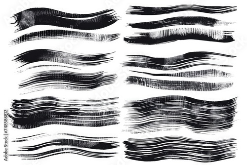 Abstract black brush strokes on a white canvas, perfect for artistic projects photo