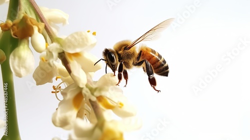 illustration of The bee is sucking the nectar from the flower, Generative ai © aniartai