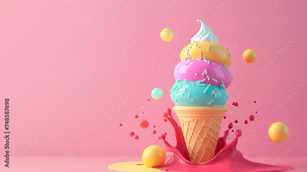 colorful ice cream on a background with marbles colorful ice cream on a background with marbles