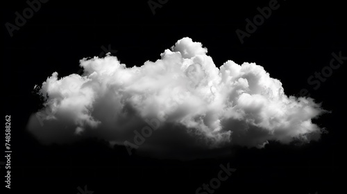 A large, white cloud against a black background. The cloud is soft and fluffy, with a hint of a silver lining.
