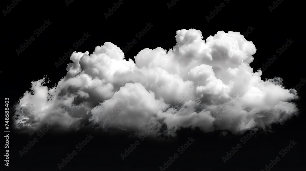 Soft and fluffy white clouds floating in the dark sky. - obrazy, fototapety, plakaty 