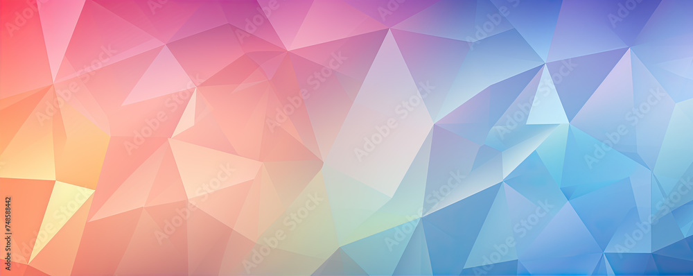 Triangle color shape background.  Pastel triangle Grid Mosaic rainbow.   Pastel triangle rainbow coloring. wide banner