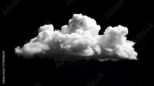 Soft and fluffy white clouds floating in the dark sky. The clouds are illuminated by the sun, creating a beautiful and serene scene.
