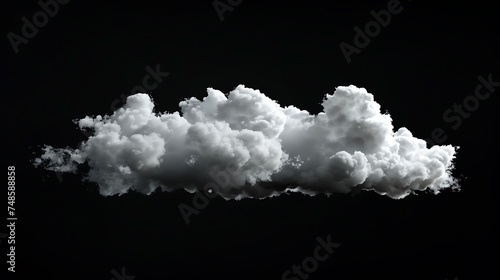 A large, white cloud isolated on a black background. The cloud is soft and fluffy, with a hint of blue at its edges.