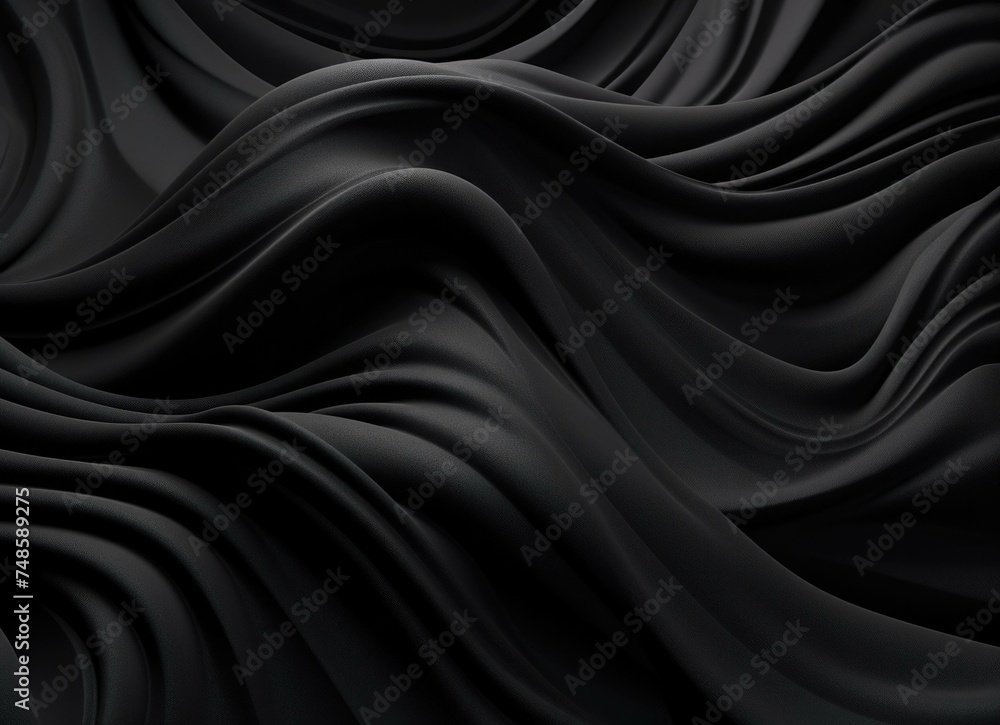Obraz premium Black fabric background with waves. Generative AI.