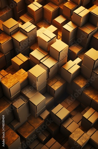 3d rendering of a large number of boxes. Generative AI.