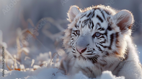 Beautiful white Bengal tiger cub.