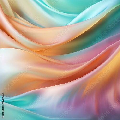 Colorful silk fabric background with waves. Generative AI.