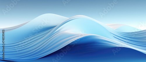 3d rendering of waves on a blue background. Generative AI.