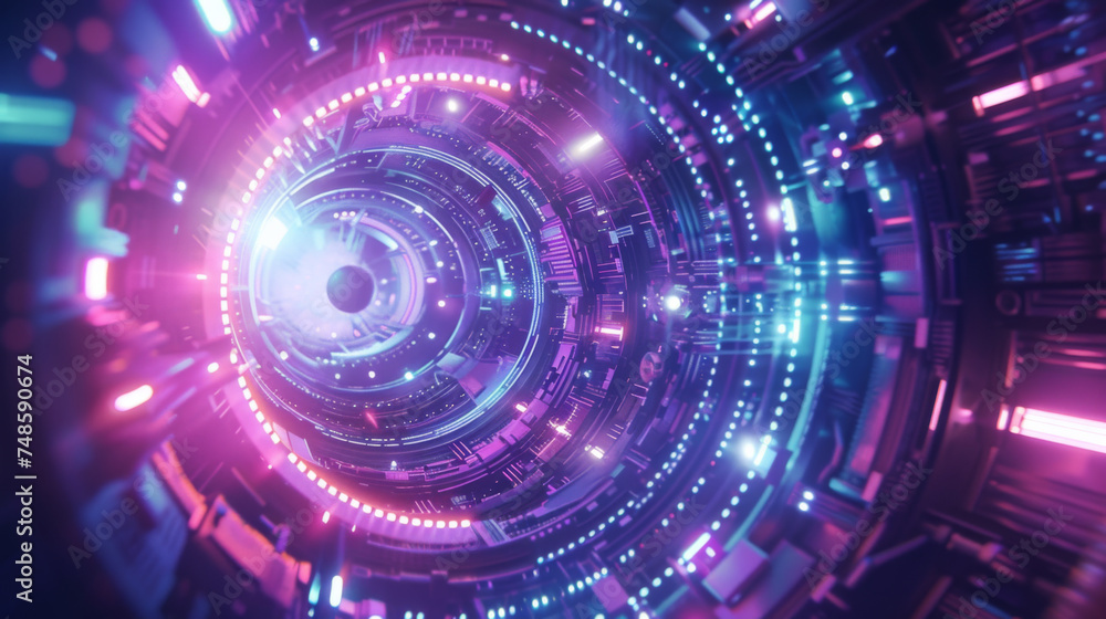 An image of a circular area with multiple colorful lights. An image of a circular area with multiple colorful lights.