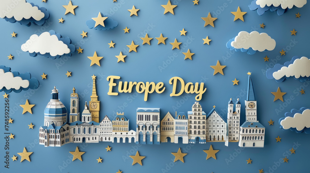 Europe Day, Elegant graphics depict iconic European landmarks
