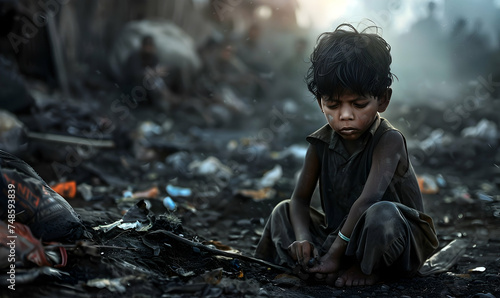 Poverty child wallpaper photo design with child